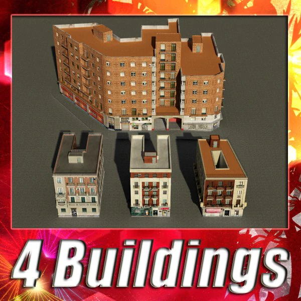 3d models building collection 53 56 3D Model .c4d .max .obj .3ds .fbx .stl .blend