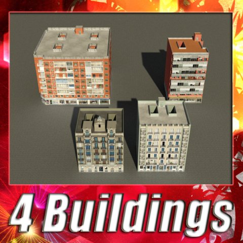 3d models building collection 81  84 3D Модель .c4d .max .obj .3ds .fbx .stl .blend 