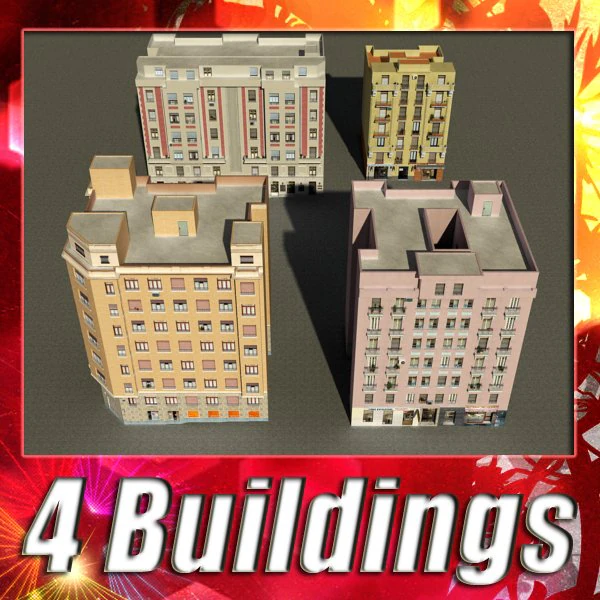 3d models building collection 85  88 3D Model .c4d .max .obj .3ds .fbx .stl .blend 