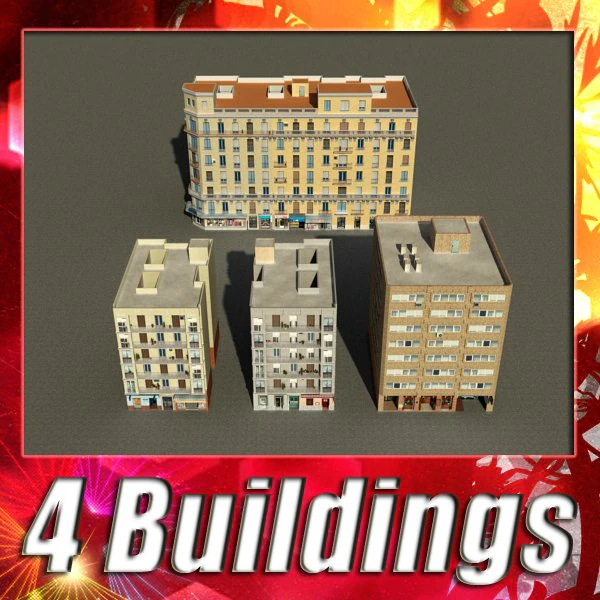 3d models building collection 8992 3D Model .c4d .max .obj .3ds .fbx .stl .blend 