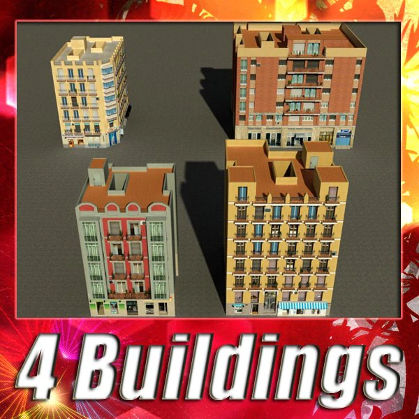 3d models building collection 93 96 3D Model .c4d .max .obj .3ds .fbx .stl .blend