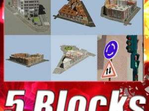 5 şehir bloğu koleksiyonu 3D Model