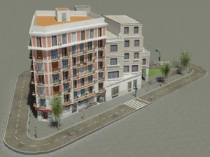 5 city blocks collection 3D Model