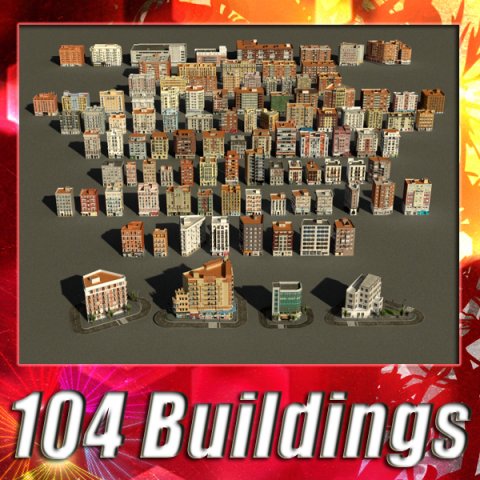 104 buildings collection 3D Model .c4d .max .obj .3ds .fbx .stl .blend 