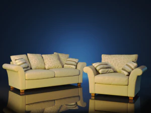 modern sofa and armchair 3D Model