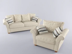 modern sofa and armchair 3D Model
