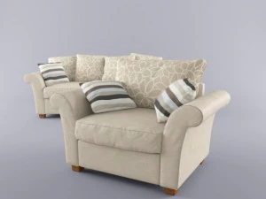 modern sofa and armchair 3D Model