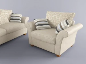 modern sofa and armchair 3D Model