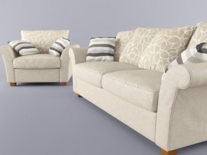 modern sofa and armchair Modello 3D