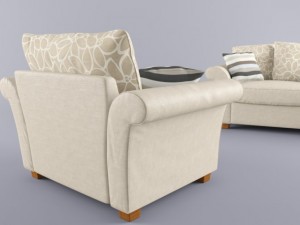 modern sofa and armchair Modello 3D