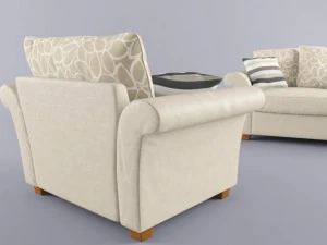 modern sofa and armchair 3D Model