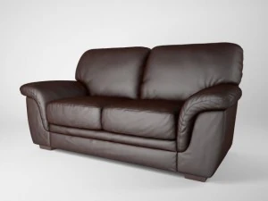 realistic 2seat leather sofa 3D Model