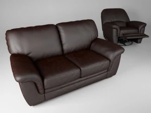 realistic 2seat leather sofa 3D Model