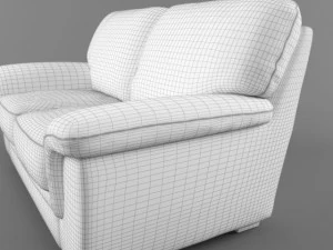 realistic 2seat leather sofa 3D Model