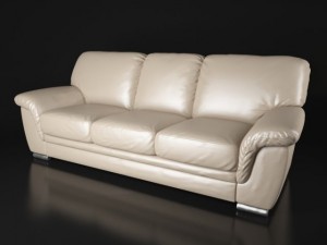 threeseat leather sofa Modelo 3D