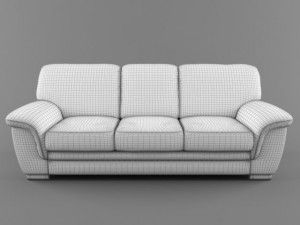 threeseat leather sofa Modelo 3D