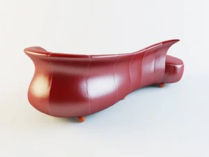 &acirc;nfora sof&aacute; couro vermelho Modelo 3D
