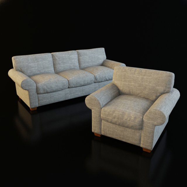 classic fabric armchair with sofa Modelo 3D .c4d .max .obj .3ds .fbx .stl .blend 