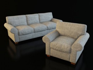 classic fabric armchair with sofa Modello 3D
