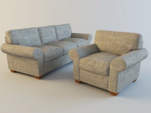 classic fabric armchair with sofa Modelo 3D