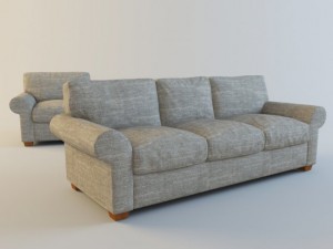 classic fabric armchair with sofa Modelo 3D
