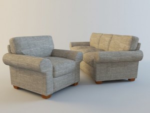 classic fabric armchair with sofa Modelo 3D