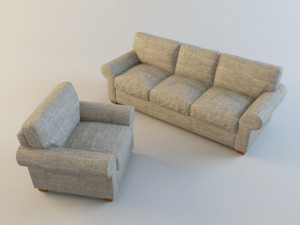 classic fabric armchair with sofa Modelo 3D