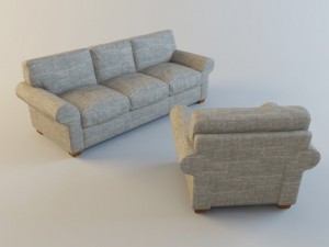 classic fabric armchair with sofa Modelo 3D