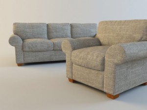 classic fabric armchair with sofa Modelo 3D