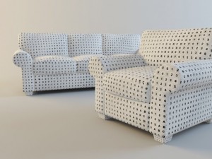 classic fabric armchair with sofa Modelo 3D