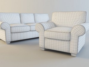 classic fabric armchair with sofa Modelo 3D