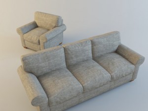 classic fabric armchair with sofa Modelo 3D