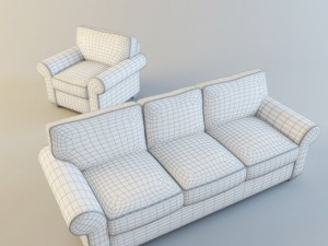 classic fabric armchair with sofa Modelo 3D