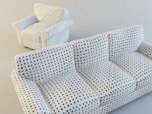 classic fabric armchair with sofa Modelo 3D
