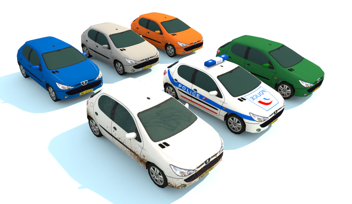 206 peugeot 3D Model .c4d .max .obj .3ds .fbx .stl .blend 
