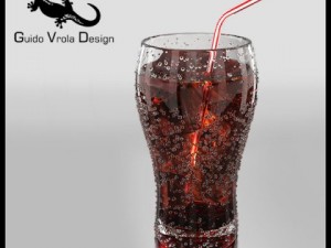 cold soda in glass with straw 3D Model