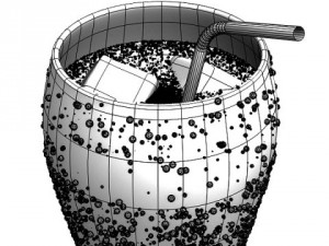 cold soda in glass with straw 3D Model