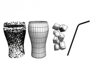cold soda in glass with straw 3D Model
