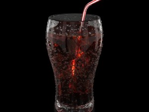 cold soda in glass with straw 3D Model