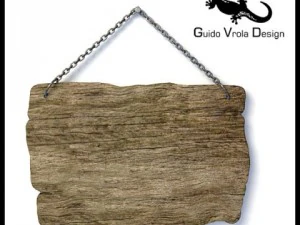 panneau suspendu en bois rustique Modèle 3D