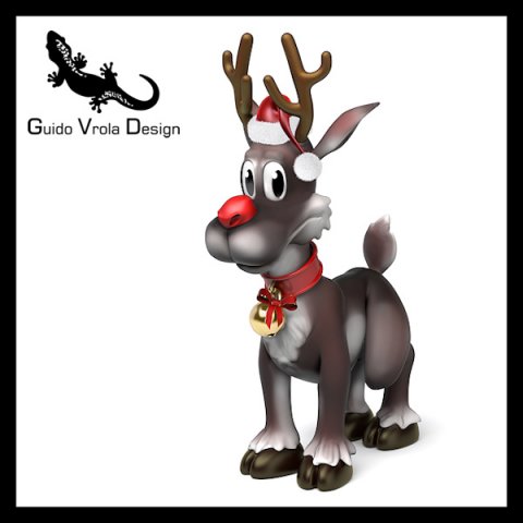 cartoon style rudolph reindeer 3D Модель .c4d .max .obj .3ds .fbx .stl .blend 