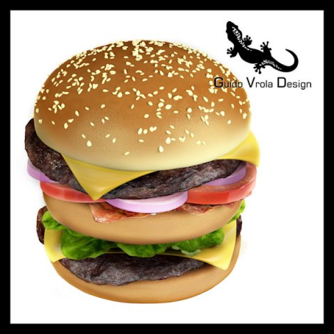 bacon cheeseburger 3D Модель .c4d .max .obj .3ds .fbx .stl .blend 