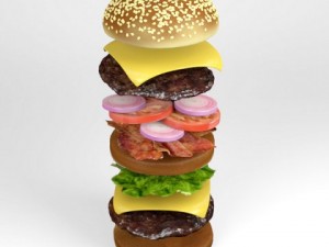 bacon cheeseburger 3D Модель