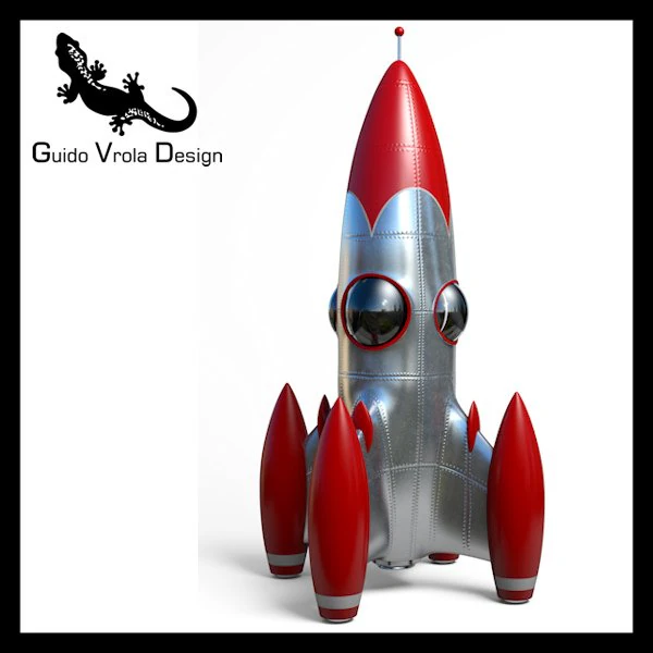 retro style space rocket 3D Model .c4d .max .obj .3ds .fbx .stl .blend 