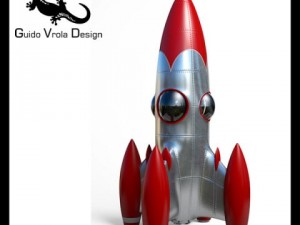 retro style space rocket 3D Model