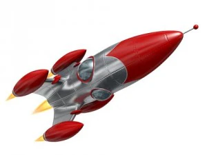 retro style space rocket 3D Model