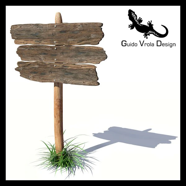 rustic wooden signpost 3D Model .c4d .max .obj .3ds .fbx .stl .blend 