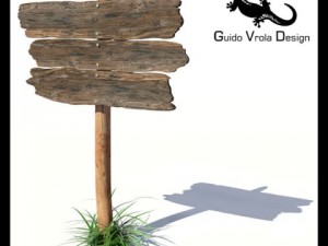 rustic wooden signpost 3D Model