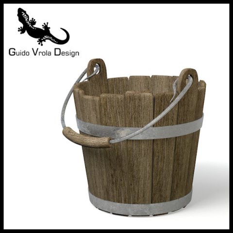 old wood bucket 3D Model .c4d .max .obj .3ds .fbx .stl .blend 