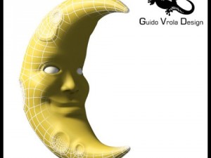 cartoon style moon 3D Model